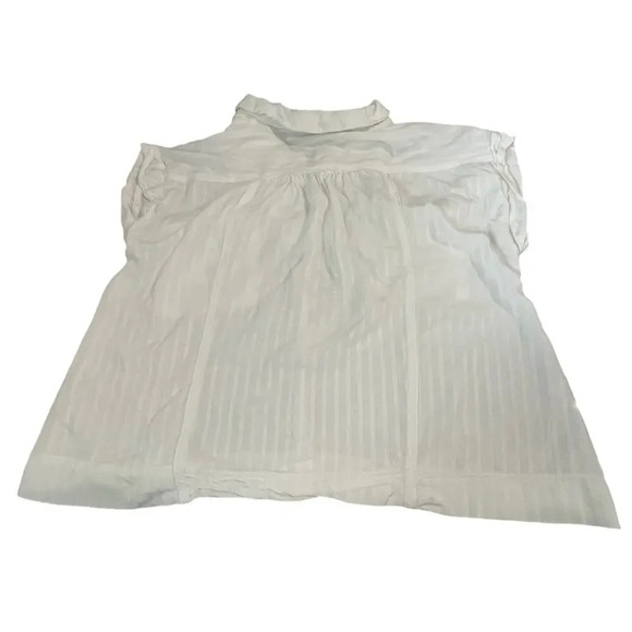 Love Notes SZ Large White Lightweight Shirt Crop Top V-Neck‎ Collared - Picture 1 of 6